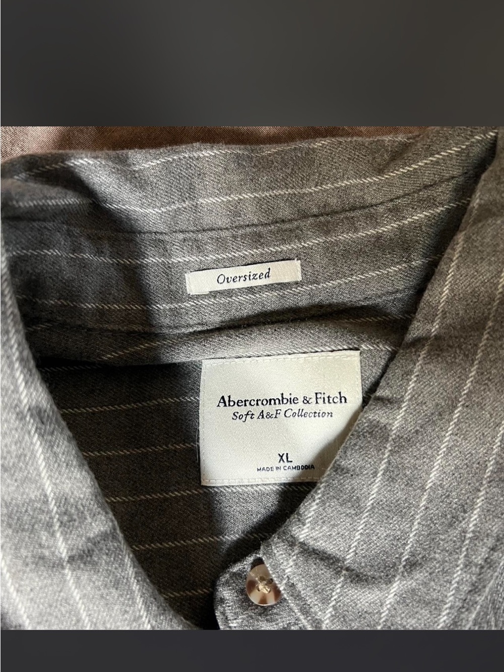 Abercrombie & Fitch Gray Pinstriped Button-Down Shirt